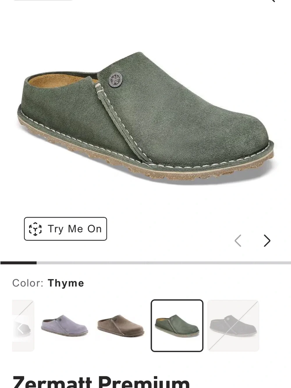 Birkenstock Zermatt Suede Clog in Thyme Green